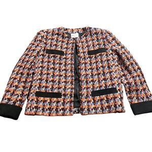 Vintage Vogue Paris Original Multicolor Knit Blazer‎ Jacket Womens Tweed Fits L